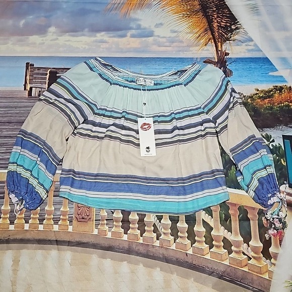Wildfox Striped‎ Off the Shoulder Top XS NWT - Picture 2 of 7